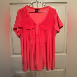 Coral Relaxed Polo Collar Blouse